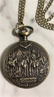 New cowboy pocket watch with chain, all bronze