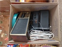 box with scanner, radio, clock and miscellaneous