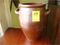 TOC brown double handled pottery crock