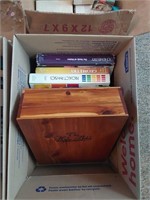 NEW Bible in wood box and misc books