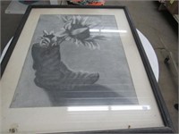 Large Signed Robert John Black White Art Boot