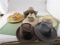 6 Vintage Men's Hats 4 wide brim 2 Fedoras