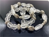 3 Stackable White & Silver Bracelets