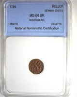 1754 Heller NNC MS64 BR Regensburg