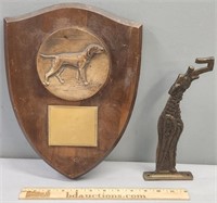 Dog Show Trophy Plaque & Brass Figure