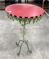 Pink Painted Metal Pedestal Stand