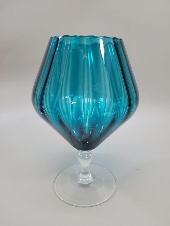 MCM Empoli Blue Optic Oversize Brandy Sniffer Vase