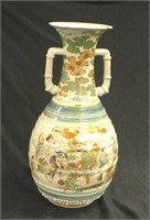 Chinese twin handle traditional ceramic vase