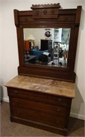 Antique Eastlake Marble Top Dresser