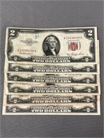 (6) Red Seal $2 Bills