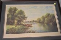 Classic Antique Lithograph /Cattle "June Morning"
