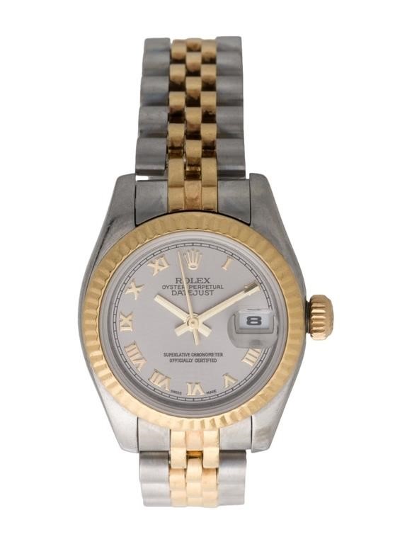 18k Gold Rolex Datejust Grey Automatic Watch 26mm