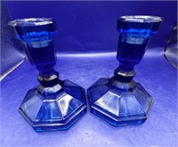 Cobalt Blue Octagon Candle Holders-Set of 2