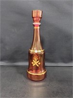 Vtg Red Cranberry and Gold Wheat Pattern Decanter