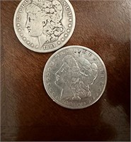 2 Morgan Dollars 1891 @ 1881 S
