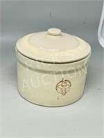 vintage 3lb butter crock w/ lid - sleeping Indian