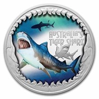 2023 1 Oz Silver Tiger Shark Deadly & Dangerous Pf