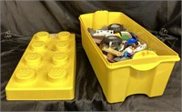 BIG YELLOW LEGO BOX / WITH ASSORTED LEGOS