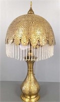 Brass Persian lamp with pierced shade - 32" high