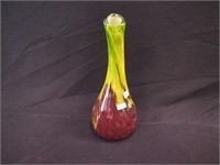 13" Fenton green and brown gourd-shaped limited