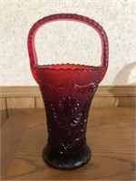 Dark cranberry color decorative glass basket