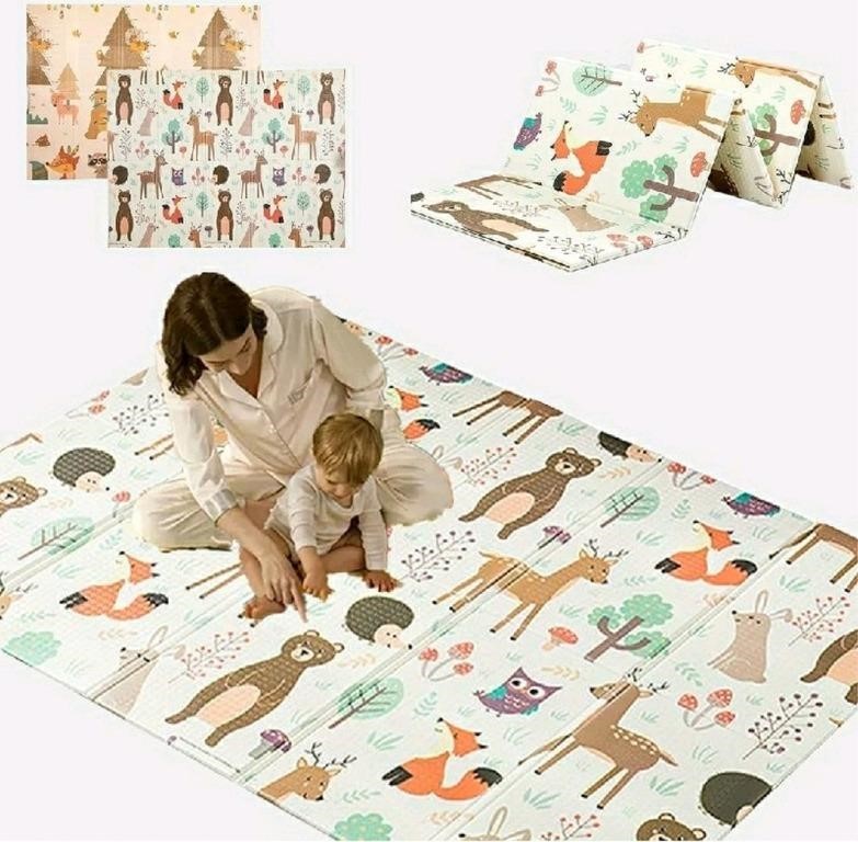 Baby Foldable Playmat, 78" X 59", Animal Design