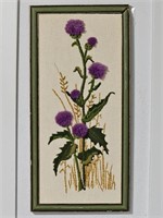 3-D Textile Art of Marsh w/ Purple Flowers
