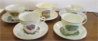 5 Souvenir Cups & Saucers