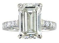 14k Gold 7.55 ct Emerald Cut VVS2 Lab Diamond Ring