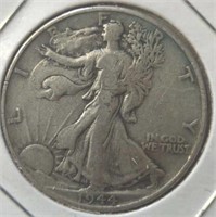 Silver 1944 walking Liberty half dollar