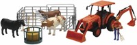 New-Ray Kubota Farm Tractor w/ Cow Playset