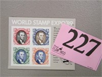 US STAMPS WORLD STAMP EXPO 1989 ABE LINCOLN MINT