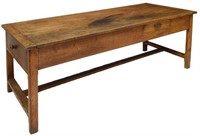 FRENCH PROVINCIAL OAK PLANK TOP DINING TABLE