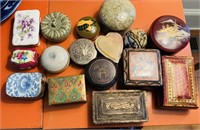 Collection of 16 small trinket boxes, from all