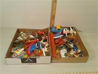 Two boxes vintage toys, marble game, soldiers and
