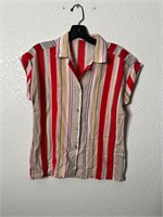 Vintage Striped Femme Button Up Top Shirt