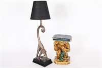 Monkey Lamp, Ceramic Monkey Planter Stand