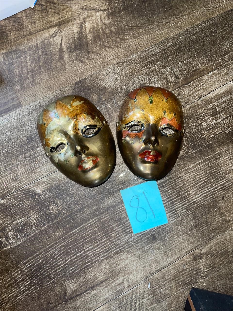 solid brass antique mask faces