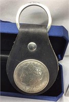 OF) MORGAN DOLLAR LEATHER KEYRING 1921, NICE