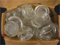 BOX OF VINTAGE GLASS FURNITURE FEET CASTERS
