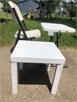 Folding Table, Chair, and Side Table