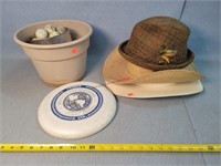 Golf Balls, Frisbee, Hats, & Planter