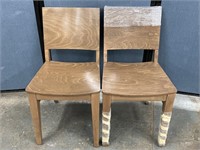 2 Wood Round Back Chairs