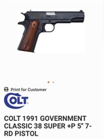 Colt 1991 Government Classic 38 MSRP $1,000.00