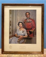 Framed Picture Of Queen Elizabeth II & The Duke