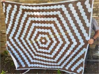 Brown and Floral Geometric Pattern Quilt
