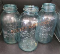 Vintage gallon blue ball mason jars