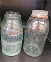 Vintage gallon Mason and ball blue shoulder jars