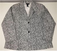 Women's Large Denim Co Animal Print Blazer Jacket