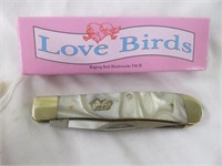 LOVE BIRDS OYSTER SHELL TRAPPER POCKET KNIFE